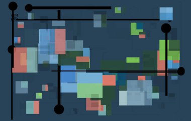 Soyut geometrik doku. Yüzyılın ortalarında, geometrik şekilli, şeffaf ve üst üste binen modern tasarım. Retro renkler. Web sayfası şablonu retro geometri vintage biçimi.
