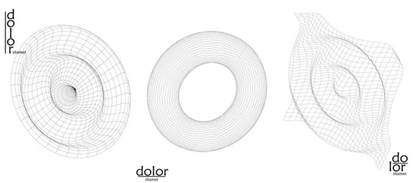 Ensemble Icônes Objets Vectoriels Abstraits Forme Géométrique Polygonale Modélisation Informatique — Image vectorielle