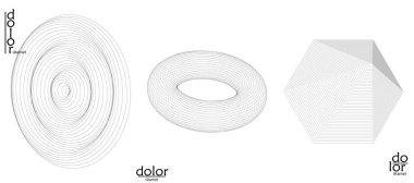 Soyut vektör ağ nesne simgesi seti. Çokgen geometrik şekil. Matematik ya da kimya için bilgisayar modelliği. Çizgi optik sanat tasarımı. Dalgalı bir yüzey. Kablo çerçeve logo tasarımı. 