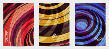 Fütürist çok renkli tel çerçeve geometrik şekilli soyut vektör uçuş şablonu. Üç boyutlu dijital bilim modeli konsepti. Web teknolojisi kapak tasarımı. Dalgalı çizgiler ve ızgara dokusu.