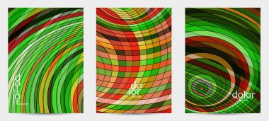 Fütürist çok renkli tel çerçeve geometrik şekilli soyut vektör uçuş şablonu. Üç boyutlu dijital bilim modeli konsepti. Web teknolojisi kapak tasarımı. Dalgalı çizgiler ve ızgara dokusu.