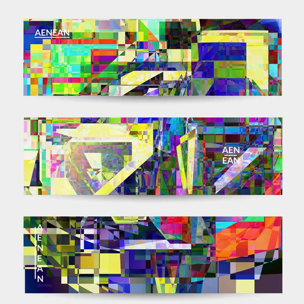 Abstract Vector Banner Template Small Broken Pixel Distortion Glitch Art — Stock Vector