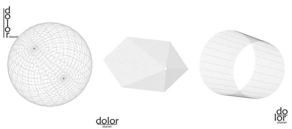 Abstract Vector Mesh Object Icoon Set Polygonale Geometrische Vorm Computermodellen — Stockvector