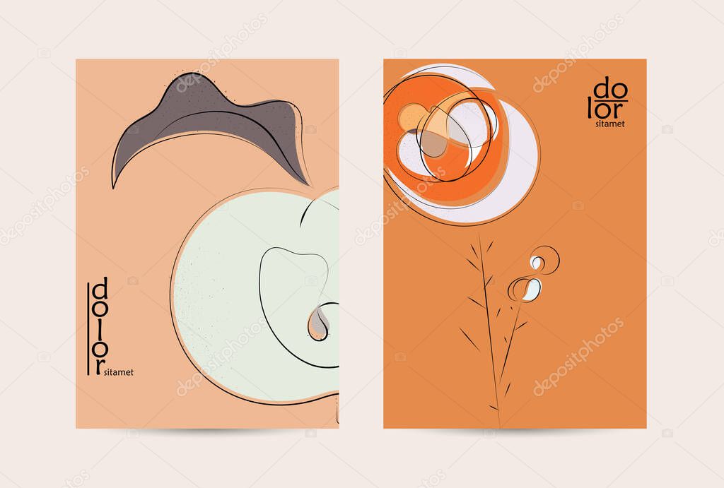 Eco packaging vector design. Fruit logo with flat colors and grunge texture. Doodle drawing vegetable healthy food. Vegan bolt sketch poster. Summer organic fresh concept.