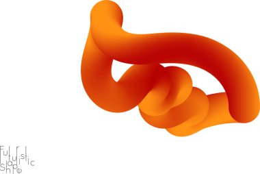 Soyut üç boyutlu sıvı şekil beyaz arkaplanda izole edilmiş. Web afişi ya da el ilanı için renkli eğimli element. Dalgalar ve kıvrımlarla çok renkli karışım.