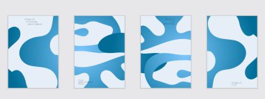 Beyaz arkaplanda üst üste binen dalgalı şekilli soyut uçuş şablonları. Sosyal medya web sayfası ya da iniş sayfası. Sıvı renkler ve sıvı şekiller.