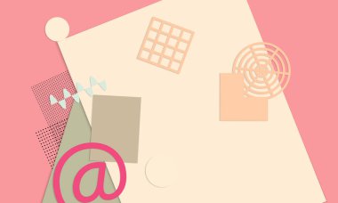 Soyut kağıt kesimi üst görünüm. Kağıt kesikli arka plan şablonu geometrik şekiller düz ve 3D gerçekçi gölge ile yatıyordu. Pastel renkler. Vektör sancak kağıt biçimi.