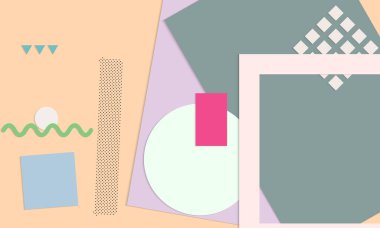 Soyut kağıt kesimi üst görünüm. Kağıt kesikli arka plan şablonu geometrik şekiller düz ve 3D gerçekçi gölge ile yatıyordu. Pastel renkler. Vektör sancak kağıt biçimi.