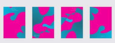 Beyaz arkaplanda üst üste binen dalgalı şekilli soyut uçuş şablonları. Sosyal medya web sayfası ya da iniş sayfası. Sıvı renkler ve sıvı şekiller.