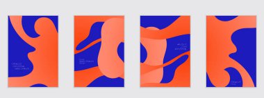 Beyaz arkaplanda üst üste binen dalgalı şekilli soyut uçuş şablonları. Sosyal medya web sayfası ya da iniş sayfası. Sıvı renkler ve sıvı şekiller.