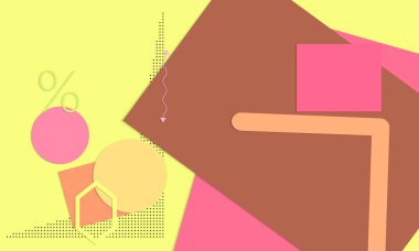 Soyut kağıt kesimi üst görünüm. Kağıt kesikli arka plan şablonu geometrik şekiller düz ve 3D gerçekçi gölge ile yatıyordu. Pastel renkler. Vektör sancak kağıt biçimi.