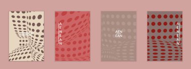 Görsel bozulma etkisiyle soyut yarım ton uçucu şablonu. Optik sanat geçmişi. Çarpık üç boyutlu uzay. Düz arkaplan üzerinde daireleri olan gelecekçi vektör illüstrasyonu