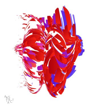 Küçük parçacık patlamasından oluşan soyut fütüristik şekil. Optik sanat geometrik arka planı ve yüksek hareket hızı. Beyazda izole edilmiş geleceksel vektör illüstrasyonu