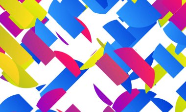 Parlak renkli rastgele çizgili soyut iniş sayfası şablonu. Dağılmış geometrik şekilli dinamik modern tasarım. Basit renkli fütürist elementler. Spor müziği sosyal medya düzeni.