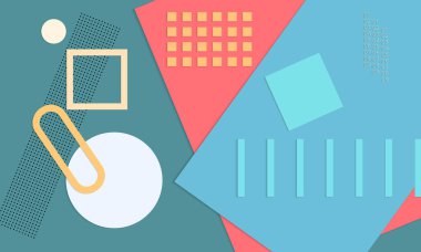 Soyut kağıt kesimi üst görünüm. Kağıt kesikli arka plan şablonu geometrik şekiller düz ve 3D gerçekçi gölge ile yatıyordu. Pastel renkler. Vektör sancak kağıt biçimi.