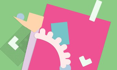 Soyut kağıt kesimi üst görünüm. Kağıt kesikli arka plan şablonu geometrik şekiller düz ve 3D gerçekçi gölge ile yatıyordu. Pastel renkler. Vektör sancak kağıt biçimi.