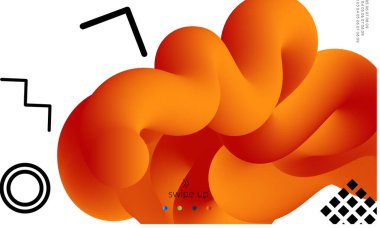 Beyaz ve basit siyah geometrik şekiller üzerinde 3D sıvı şekilli parlak renkli iniş sayfası şablonları. Akışkan renk pankartları ayarlandı. Yaratıcı 3B karışım, dinamik bileşimi şekillendirir.