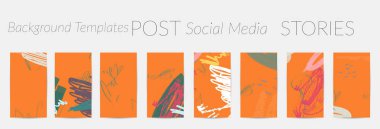 Sosyal medya için yaratıcı altyapılar. Düzenlenebilir hikaye şablonları. El çizimi ile Pastel sosyal medya uygulamaları için promosyon arka planlarını karalar.
