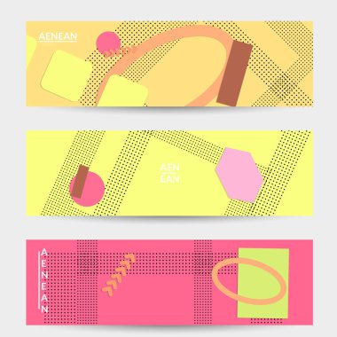 Soyut kağıt kesimi üst görünüm. Kağıt kesikli sancak şablonları geometrik şekiller düz ve 3D gerçekçi gölge ile yatıyordu. Pastel renkler. Vektör sancak seti kağıt biçimi.