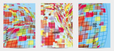 Kare piksel mozaik şekli bozulmuş. Şeffaf gecekonducular dinamik hareket etkisi yaratır. Soyut hava balonu vektör arkaplanı.