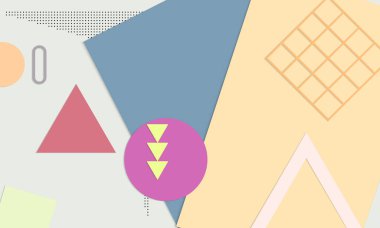 Soyut kağıt kesimi üst görünüm. Kağıt kesikli arka plan şablonu geometrik şekiller düz ve 3D gerçekçi gölge ile yatıyordu. Pastel renkler. Vektör sancak kağıt biçimi.