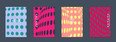 Görsel bozulma etkisiyle soyut yarım ton uçucu şablonu. Optik sanat geçmişi. Çarpık üç boyutlu uzay. Düz arkaplan üzerinde daireleri olan gelecekçi vektör illüstrasyonu