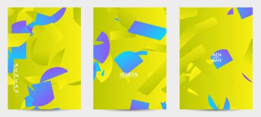 Parlak renkli rastgele çizgili soyut el ilanı şablonu. Dağılmış geometrik şekilli dinamik modern tasarım. Basit renkli fütürist elementler. Spor müziği sosyal medya düzeni.