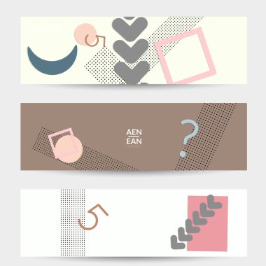 Soyut kağıt kesimi üst görünüm. Kağıt kesikli sancak şablonları geometrik şekiller düz ve 3D gerçekçi gölge ile yatıyordu. Pastel renkler. Vektör sancak seti kağıt biçimi.