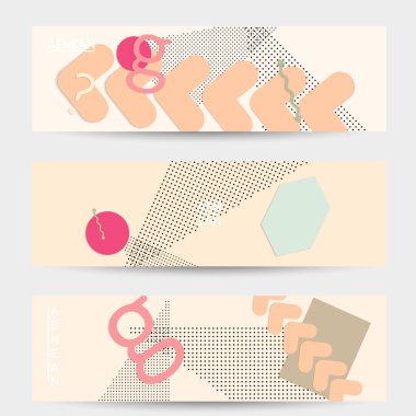 Soyut kağıt kesimi üst görünüm. Kağıt kesikli sancak şablonları geometrik şekiller düz ve 3D gerçekçi gölge ile yatıyordu. Pastel renkler. Vektör sancak seti kağıt biçimi.