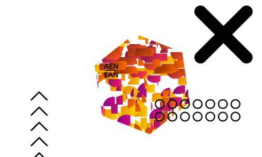 Beyaz üzerine parlak renkli çizgiler doldurulmuş altıgenli soyut örtülü şablonlar. Geometrik şekilli dinamik modern tasarım. Basit renkli fütürist elementler.