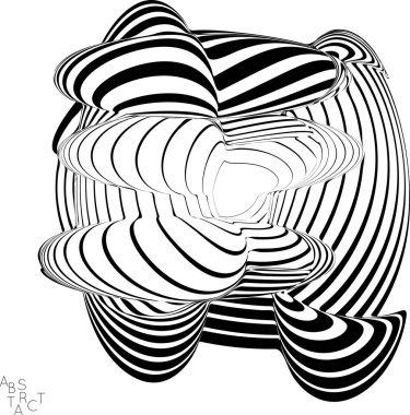 Soyut çizgili derin okyanus canlıları. Siyah beyaz optik sanat. Biyoloji araştırma deniz bilimi konsepti. Deniz kabuğu ya da denizanası çizimi suyun altında dalgalı vücut anlarını gösteriyor.