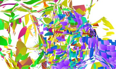 Parlak renkli küçük parçacık patlaması içeren soyut iniş sayfası şablonu. Spor müziği sosyal medya düzeni. Dış uzay hareketli optik sanat dinamik arka planı. Gelecekçi vektör.