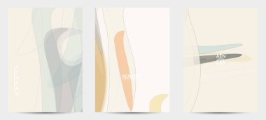 Pastel renkli, şeffaf üstüste binen şekilli el ilanı şablonu akrilik boya veya suluboya efekti vektör karışımı yaratıyor. Mermer desen düz renkler basit organik şekiller. Doğa Dünya Tasarımı.