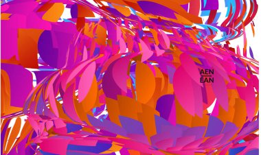 Parlak renkli küçük parçacık patlaması içeren soyut iniş sayfası şablonu. Spor müziği sosyal medya düzeni. Dış uzay hareketli optik sanat dinamik arka planı. Gelecekçi vektör.