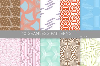 Basit geometrik dokular. Kusursuz geometrik minimalist desenlerin toplanması. Arka planlar ve duvar kağıtları. Tekstil süsü. Düzgünce gruplandırılmış ve katmanlanmış sürükleme ve kumaş paletine bırak.