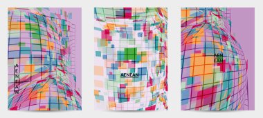 Kare piksel mozaik şekli bozulmuş. Şeffaf gecekonducular dinamik hareket etkisi yaratır. Soyut hava balonu vektör arkaplanı.