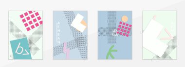 Soyut kağıt kesimi üst görünüm. Kağıt kesikli uçan şablonlar geometrik şekiller düz ve 3D gerçekçi gölge ile yatıyordu. Pastel renkler. Vektör kapağı el işi kağıt biçimi.