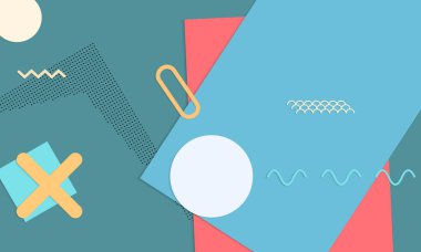 Soyut kağıt kesimi üst görünüm. Kağıt kesikli arka plan şablonu geometrik şekiller düz ve 3D gerçekçi gölge ile yatıyordu. Pastel renkler. Vektör sancak kağıt biçimi.