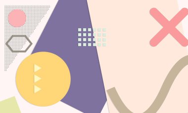 Soyut eğitim geçmişi var. Kağıt kesikli geometrik şekilli öğretmen masasının üst görüntüsü, kağıt kağıtlar. İlkokul sanat ve zanaat dersi. Pastel renkler. Düz konum vektör kağıt biçimi.