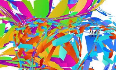 Parlak renkli küçük parçacık patlaması içeren soyut iniş sayfası şablonu. Spor müziği sosyal medya düzeni. Dış uzay hareketli optik sanat dinamik arka planı. Gelecekçi vektör.