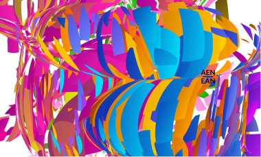 Parlak renkli küçük parçacık patlaması içeren soyut iniş sayfası şablonu. Spor müziği sosyal medya düzeni. Dış uzay hareketli optik sanat dinamik arka planı. Gelecekçi vektör.