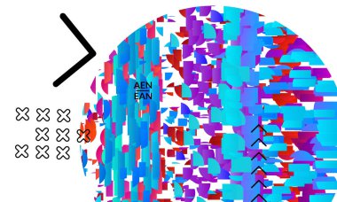 Parlak renkli çizgilerle dolu geometrik şekilli soyut vektör şablonları. Pazarlama teknolojisi için küresel bilgi tasarımı olarak dijital hi-tech görselleştirme. Teklif verileri endüstriyel analizler.