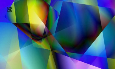 Soyut düzensiz çokgen arkaplan. Kristal veya elmas yapısında yansıyan ışığın çok renkli gradyanı. Kırılgan, keskin buz ya da cam dokusu. Düşük poli kübizmin çevre ışığı