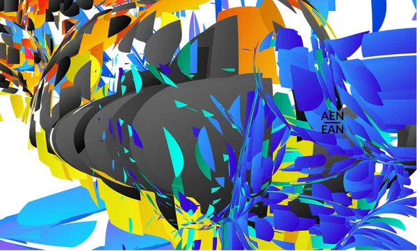 Parlak renkli küçük parçacık patlaması içeren soyut iniş sayfası şablonu. Spor müziği sosyal medya düzeni. Dış uzay hareketli optik sanat dinamik arka planı. Gelecekçi vektör.