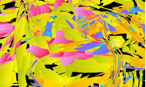 Parlak renkli küçük parçacık patlaması içeren soyut iniş sayfası şablonu. Spor müziği sosyal medya düzeni. Dış uzay hareketli optik sanat dinamik arka planı. Gelecekçi vektör.