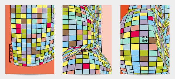 Kare piksel mozaik şekli bozulmuş. Düz retro renklerin üzerine siyah tel çerçeve. Soyut hava balonu vektör arkaplanı.