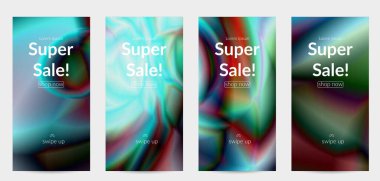 Soyut, pürüzsüz, renkler parlak, parıltılı hareket efekti. Kuzey ışıkları vektör arka planı. Parlayan hologram dokusu gelecekteki uzay enerji akışı psikedelik desen yaratır.