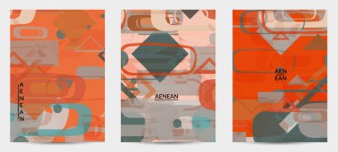 Soyut geometrik doku. Yüzyılın ortalarında, geometrik şekilli, şeffaf ve üst üste binen modern tasarım. Retro renkler. Flyer şablonu retro geometri vintage biçimi.