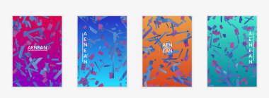 Soyut küçük parlak parçacıklar gradyan üzerinde hareket ediyorlar. Bozuk gradyan çizgileri olan dinamik modern tasarım. Disko müziği arka planı için vektör tasarımı. Müzik görselleştirmesinin renkli sesi.