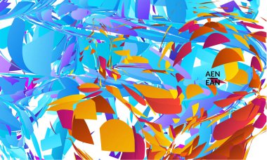 Parlak renkli küçük parçacık patlaması içeren soyut iniş sayfası şablonu. Spor müziği sosyal medya düzeni. Dış uzay hareketli optik sanat dinamik arka planı. Gelecekçi vektör.